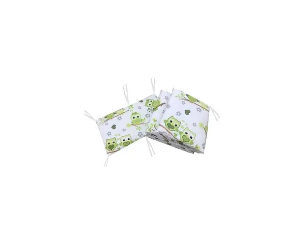Aparatori laterale protectii laterale pat pufoase 120x60 cm h39cm Deseda Bufnite cu verde