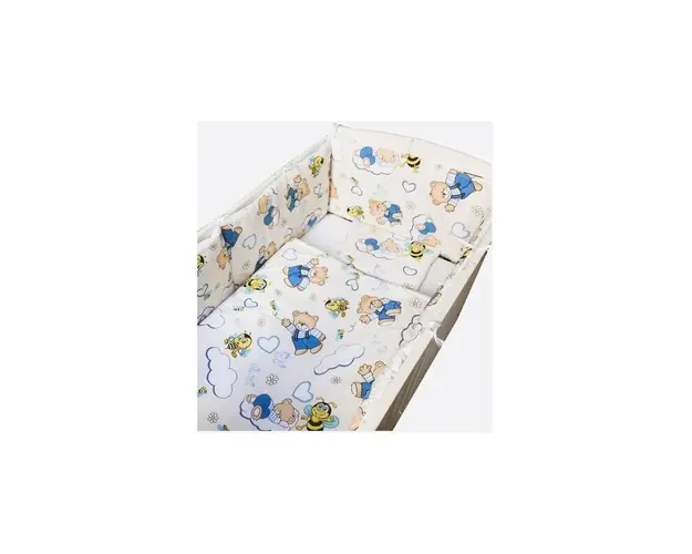 Aparatori laterale protectii laterale pat pufoase 140x70 cm h35cm Deseda Ursuleti cu albinute pe crem