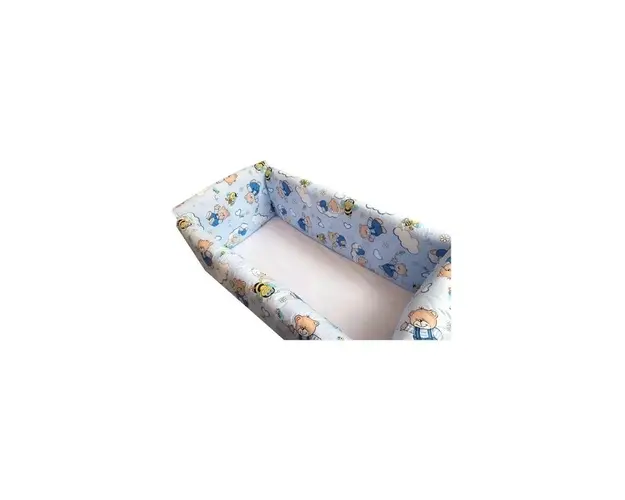 Aparatori laterale protectii pat 120x60 cm Deseda Maxi Ursi cu albine pe albastru