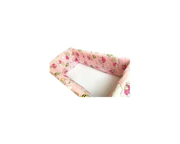 Aparatori laterale protectii pat 120x60 cm Deseda Maxi Ursuleti cu albine pe roz