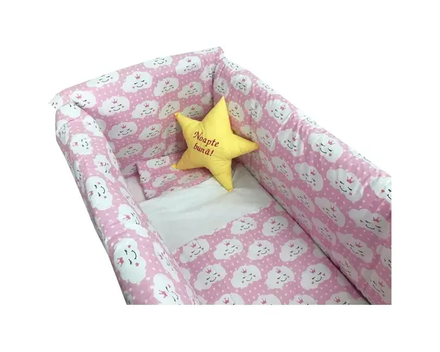 Aparatori laterale protectii pat 140x70 cm Deseda Maxi Norisori pe roz