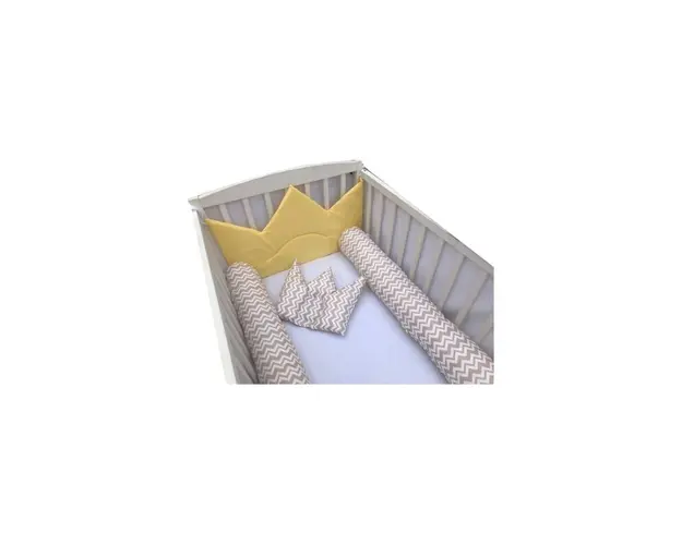 Aparatori laterale protectii pat cu bumper 120x60 cm Deseda Coronita de print