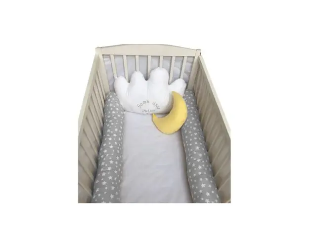 Aparatori laterale protectii pat cu bumper 140x70 cm Deseda Somn usor puisor gri