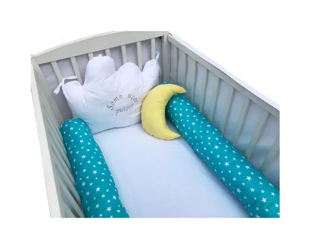 Aparatori laterale protectii pat cu bumper 140x70 cm Deseda Somn usor puisor turquoise