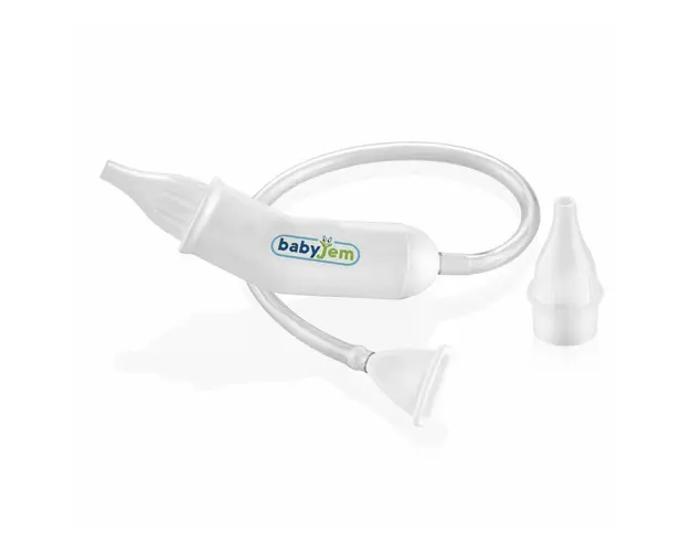 Aspirator nazal, BabyJem, Baby Clean, Manual, Cu filtru absorbant, 0-36 luni, Alb