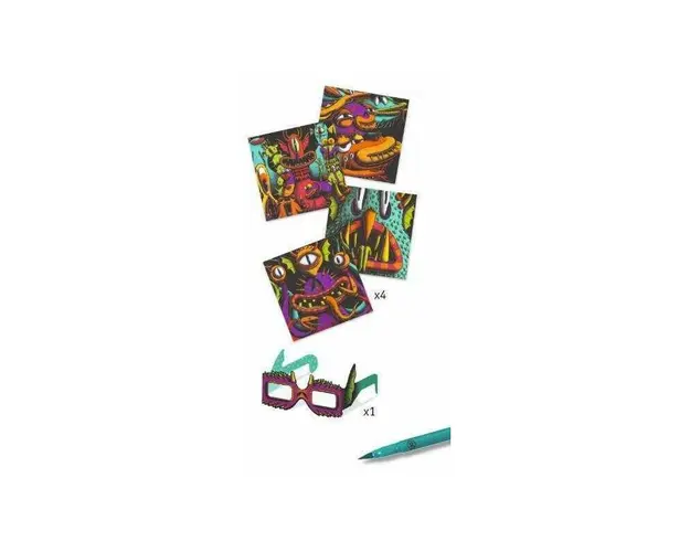 Djeco - Set creativ Monstruleti simpatici , De colorat 3D