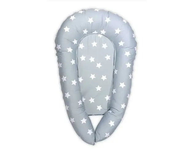 Baby Nest 3in1, 110x70x15 cm, husa bumbac ranforce, Stars Grey Mist