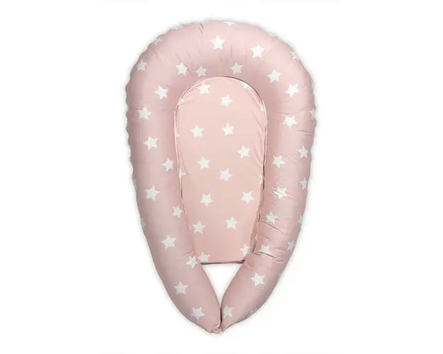 Baby Nest 3in1, 110x70x15 cm, husa bumbac ranforce, Stars Pale Blush