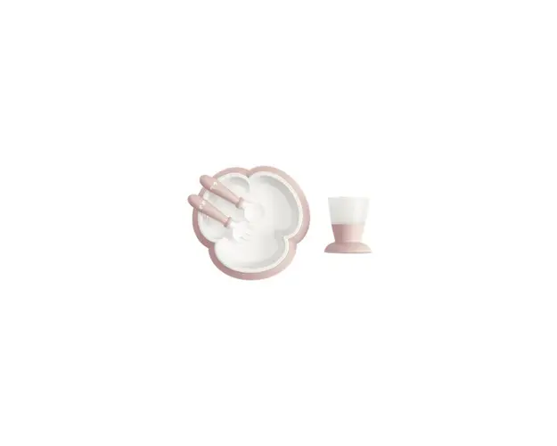 BabyBjorn - Set de masa Powder Farfurie, Tacamuri, Pahar, Roz
