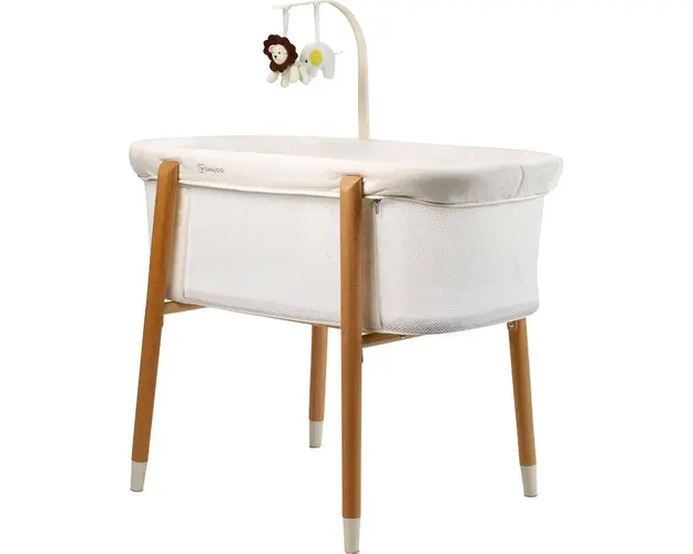 BabyGo - Patut cu cadru din Lemn si Bara de Jucarii Sleepgood Mesh