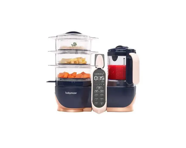 Robot, Babymoov, Nutribaby + XL, Multifunctional, 5 in 1, Pana la 14 portii, Cu functia de sterilizare, Incalzitor de biberoane, Gatire cu aburi, 6 luni +, Bleumarin