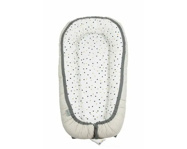 Tiny star - Babynest Confetti & Beige, cuib pentru bebelusi, ajustabil, portabil, reductor patut
