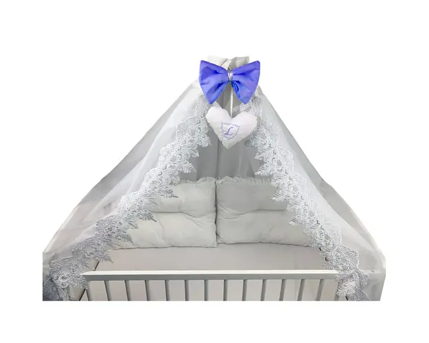 Baldachin de 400 cm cu fundita colorata si monograma brodata LUX by Deseda