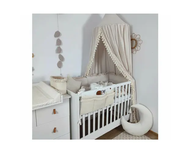 Baldachin din Bumbac Cambric cu Suport metalic de agatat de tavan, pentru patut copii / loc de joaca, Koell, Boho Maxi, Nisip