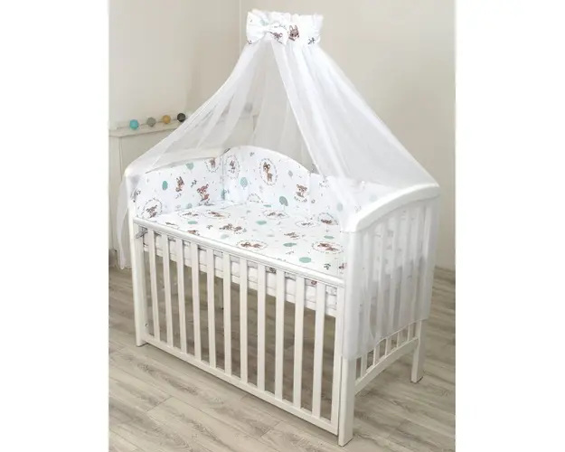 Baldachin din tul, Funda din bumbac, imprimeu lenjerie Caprioara mica, Amy 300x160 cm