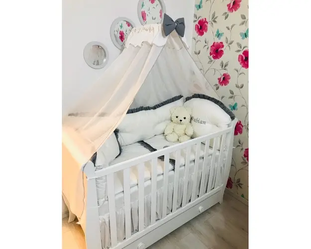 Baldachin din voal 300 cm Deseda 120x60 cm Alb cu fundita colorata