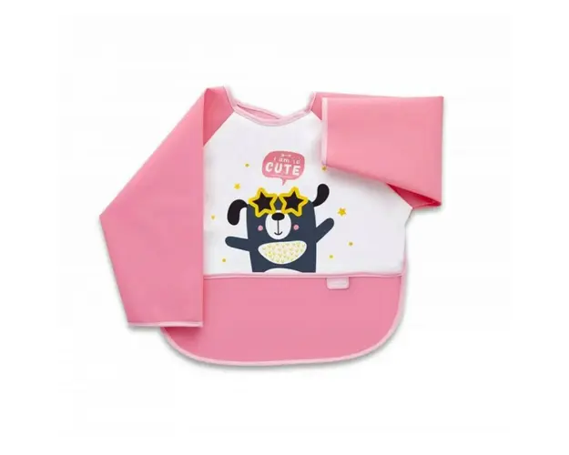 Baveta cu maneci si buzunar BabyJem Polly Bib (Culoare: Roz)