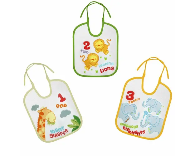Set 3 bavete, Lorelli, Small, Din bumbac, Cu inchidere cu snur, Multicolor