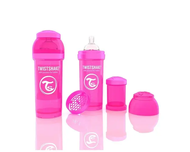 Biberon Twistshake Anti - Colici 260 ml Roz