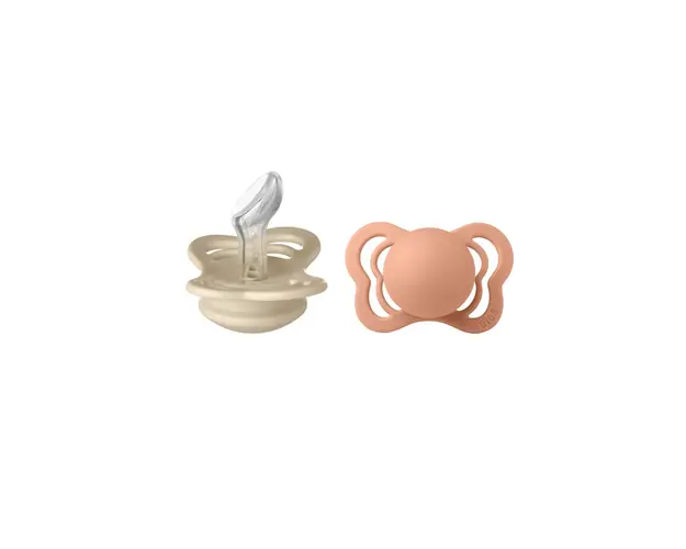BIBS - Set 2 suzete Couture Silicon, tetina anatomica, 0 luni +-Vanilla/Peach