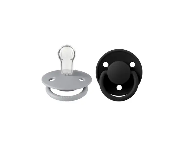 BIBS - Set 2 suzete De Lux Silicon, tetina rotunda, marime universala-Cloud/Black