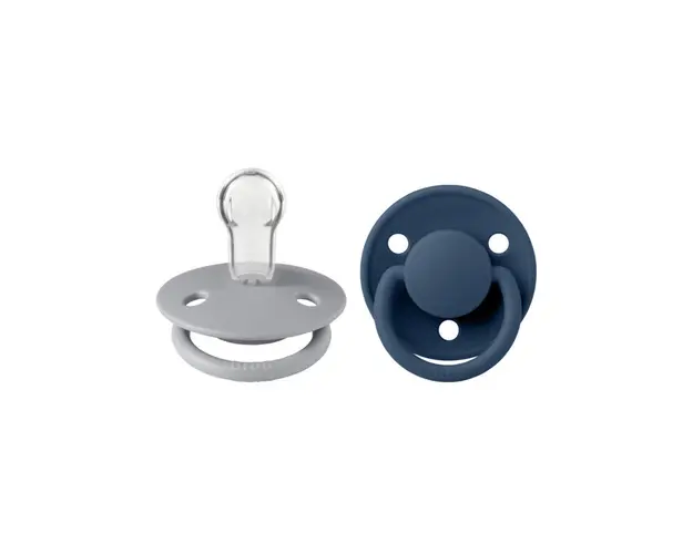 BIBS - Set 2 suzete De Lux Silicon, tetina rotunda, marime universala-Cloud/Steel Blue