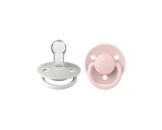 BIBS - Set 2 suzete De Lux Silicon, tetina rotunda, marime universala-Haze/Blossom