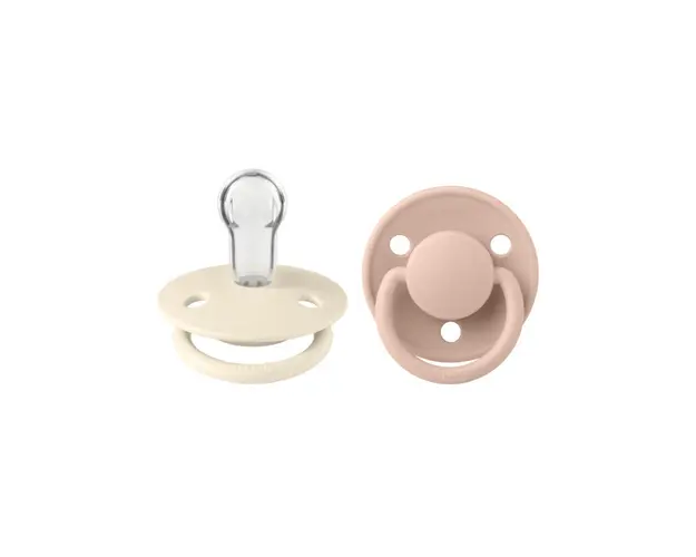 BIBS - Set 2 suzete De Lux Silicon, tetina rotunda, marime universala-Ivory/Blush