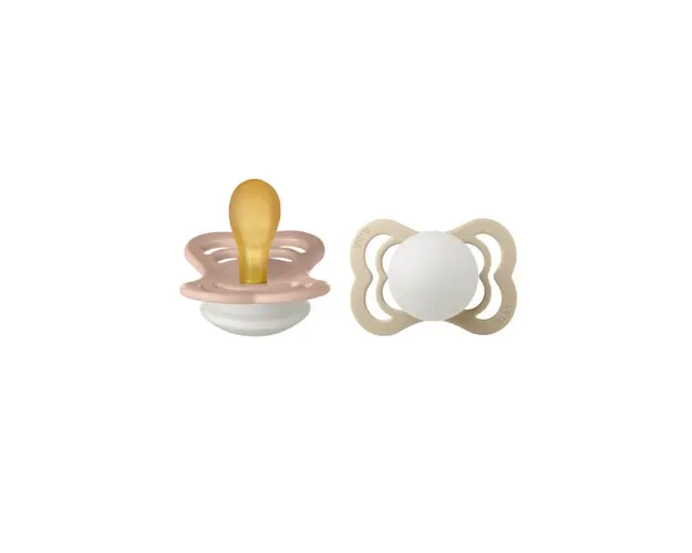 BIBS - Set 2 suzete Supreme Fosforescente GLOW Latex, tetina simetrica, 0 luni +-Blush/Vanilla
