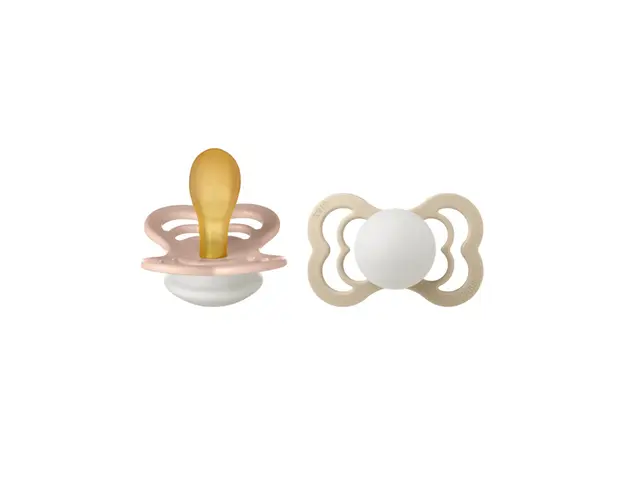 BIBS - Set 2 suzete Supreme Fosforescente GLOW Latex, tetina simetrica, 6 luni +