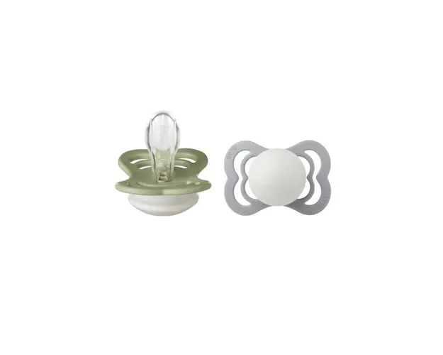 BIBS - Set 2 suzete Supreme Fosforescente GLOW Silicon, tetina simetrica, 0 luni +