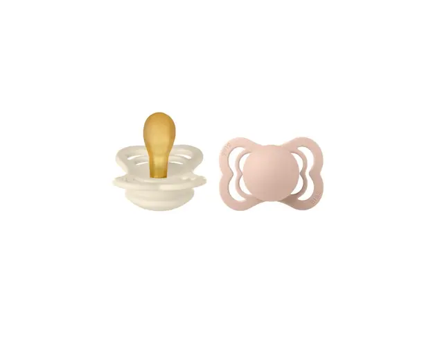 BIBS - Set 2 suzete Supreme Latex, tetina simetrica, 0 luni +-Ivory/Blush