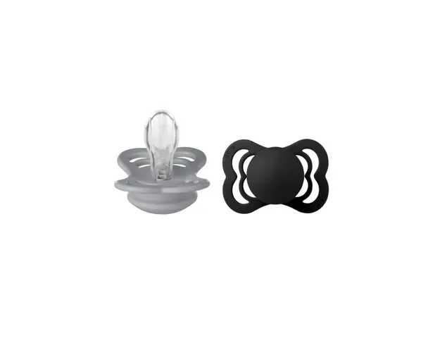 BIBS - Set 2 suzete Supreme Silicon, tetina simetrica, 0 luni +-Cloud/Black