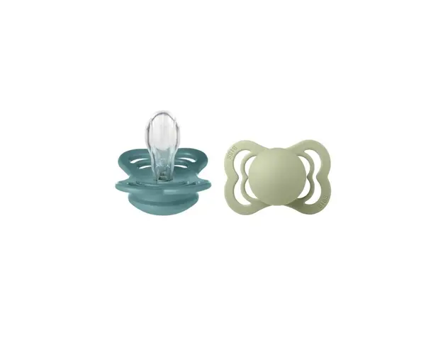 BIBS - Set 2 suzete Supreme Silicon, tetina simetrica, 0 luni +-Island Sea/Sage