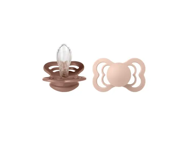 BIBS - Set 2 suzete Supreme Silicon, tetina simetrica, 6 luni +-Blush/Woodchuck
