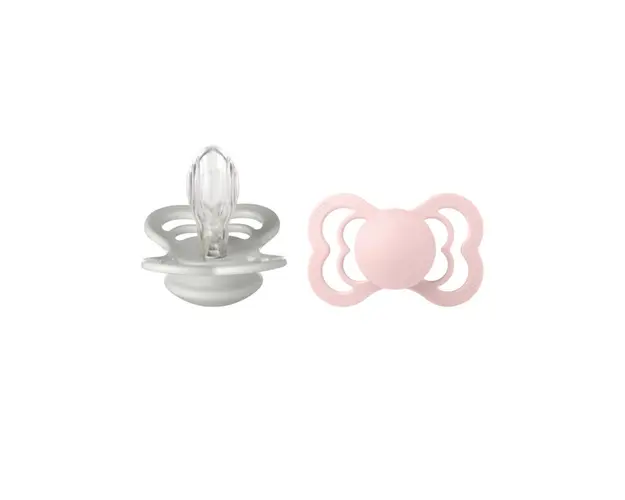 BIBS - Set 2 suzete Supreme Silicon, tetina simetrica, 6 luni +-Haze/Blossom