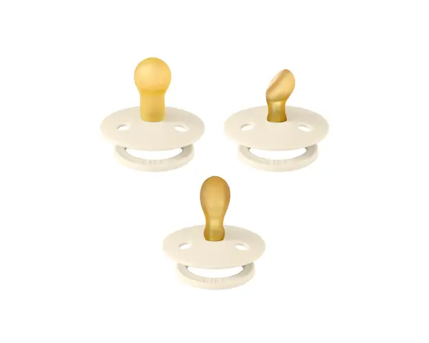 BIBS - Set 3 suzete Colour Latex, tetina rotunda, simetrica & anatomica 0 luni +-Ivory