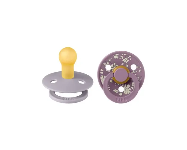 BIBS x LIBERTY - Set 2 suzete Colour Capel Latex, tetina rotunda, 0 luni+-Fossil Grey/Mauve