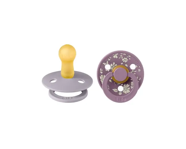 BIBS x LIBERTY - Set 2 suzete Colour Capel Latex, tetina rotunda, 6 luni+-Fossil Grey/Mauve
