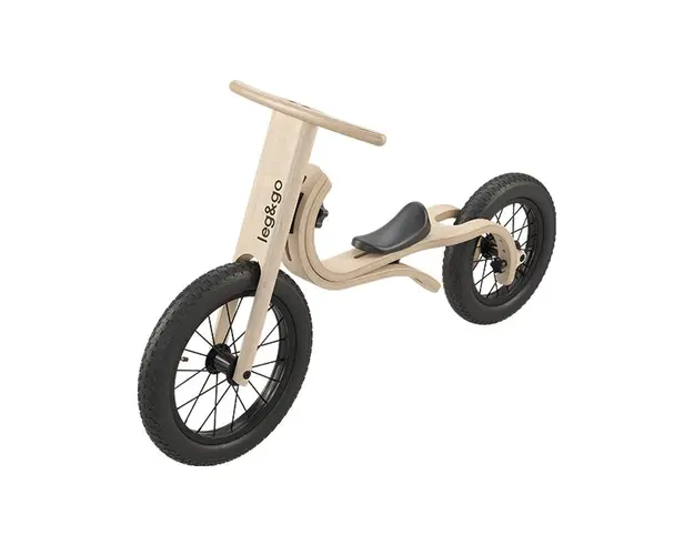 Bicicleta de balans fara pedale 3 in 1 pentru copii, lemn natur, leg&go