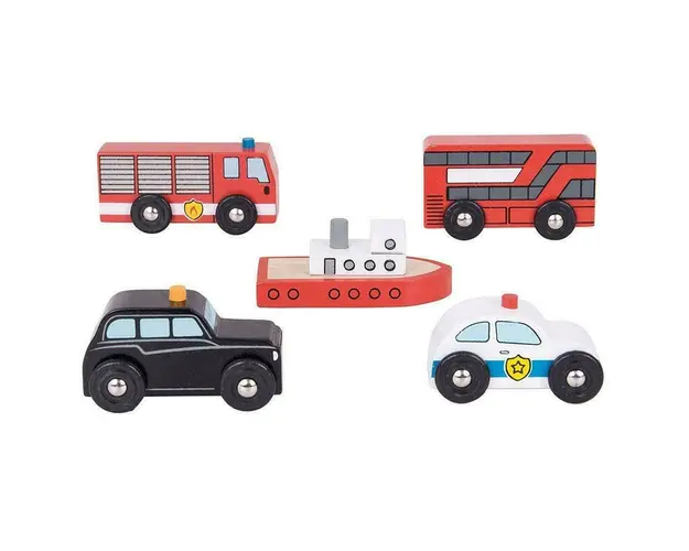 Set 5 vehicule din lemn