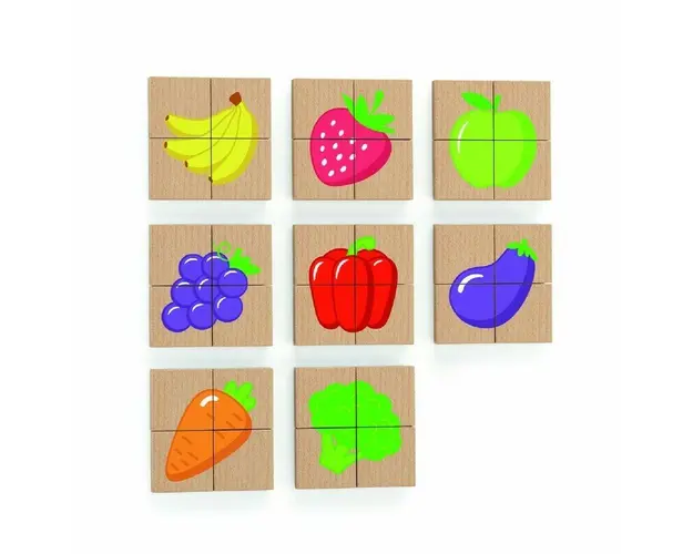 Viga - Puzzle din lemn Blocuri cu imagini fructe , Magnetice
