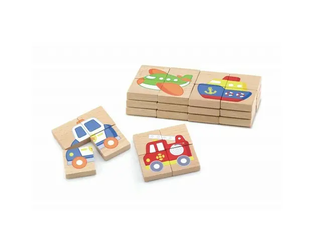 Viga - Puzzle din lemn Blocuri cu imagini mijloace de transport , Puzzle Copii , Magnetice, piese 32