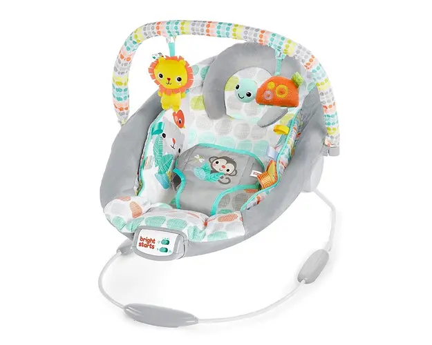 Bright Starts - Leagan Balansoar Whimsical Wild Cu melodii, Cu bara detasabila, 58x48 cm