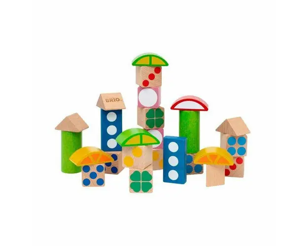 Brio - Set Blocuri Din Lemn Cu Modele Colorate