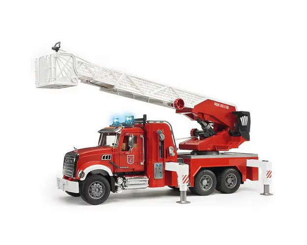 Bruder - Camion De Pompieri Mack Granite Cu Scara, Pompa De Apa Si Sirena