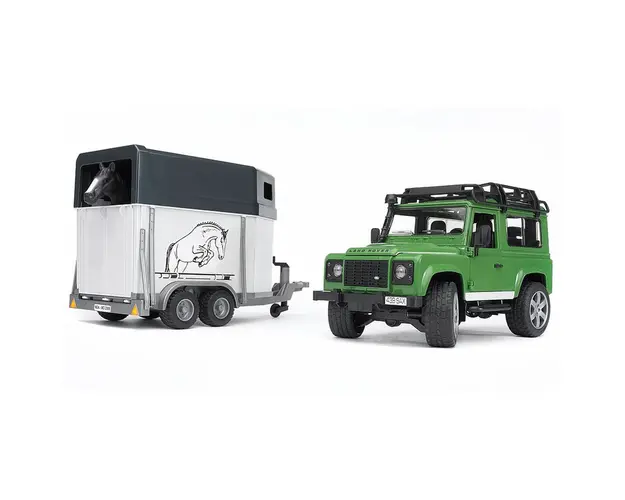 Bruder - Masina De Teren Land Rover Defender Cu Remorca Si Cal