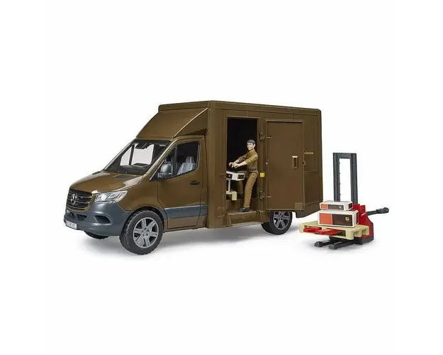 Bruder - Masina Ups Mercedes Benz Cu Sofer Si Accesorii