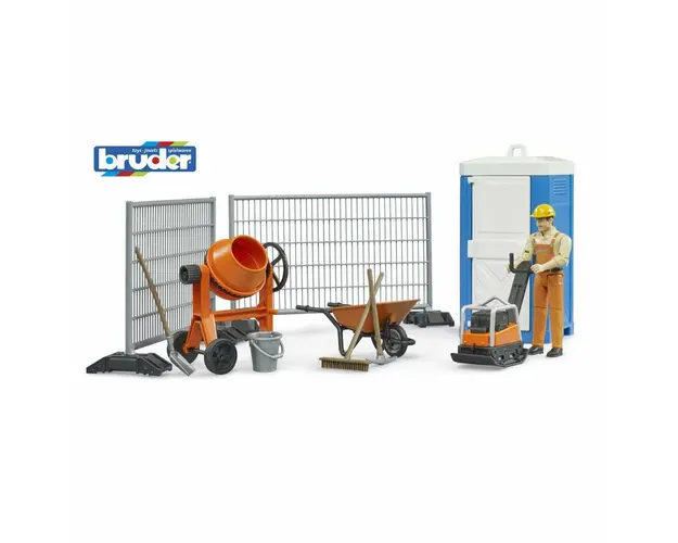 Set constructii, Bruder, Santier, Cu accesorii, 4 ani+, Multicolor