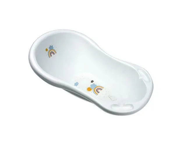 Cadita bebe, 84 cm, cu dop de scurgere, Rainbow, Rainbow White